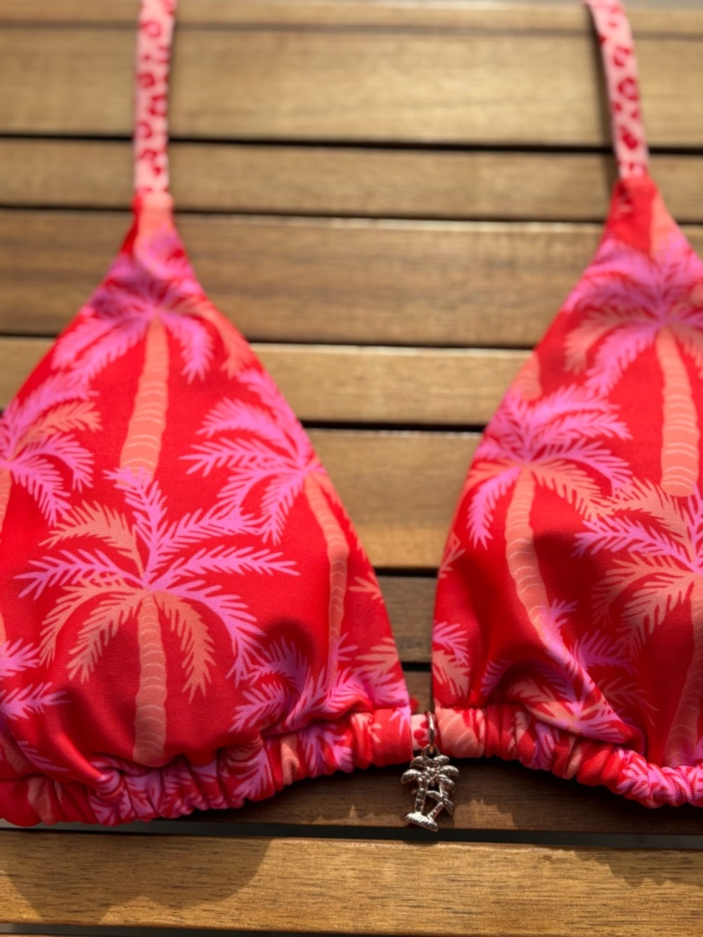 MEDIUM NWT ESCAPE TO PARADISE PALM TREE GOLD PINK ORANGE RED CHEETAH SWIM BIKINI - Picture 7 of 8